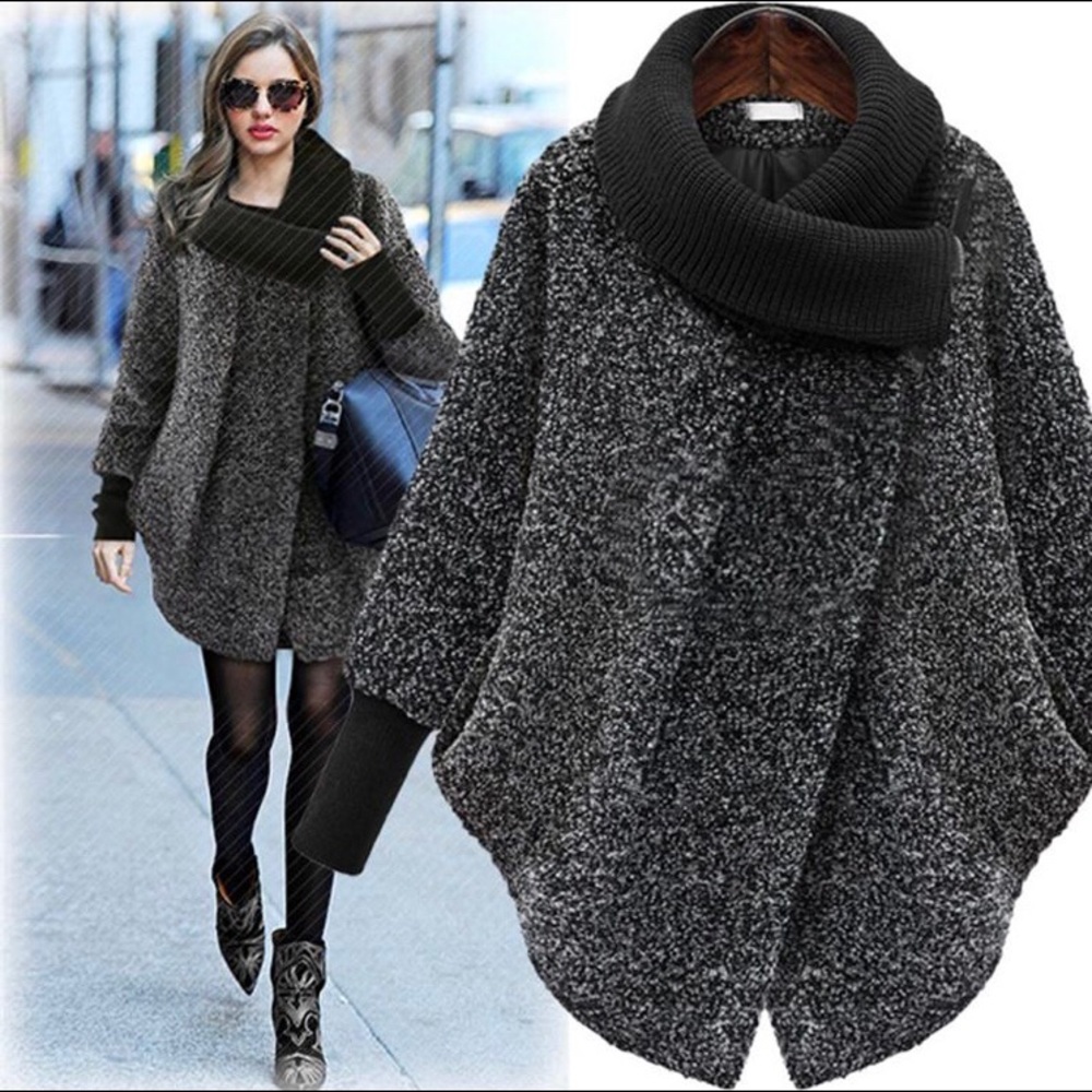 Knitted Turtleneck Wool Coat